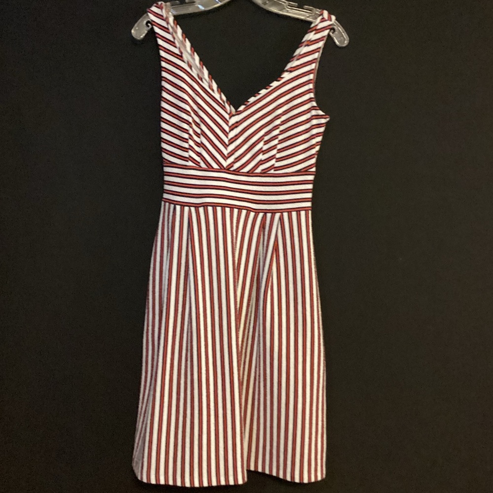 Maison Jules red and blue striped dress